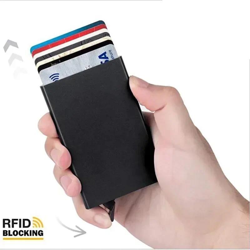 

DIENQI-Mini Slim Minimalist Wallets Rfid Credit Card Holder Aluminium Women Men Business Bank Cardholder Case Carteira Masculina