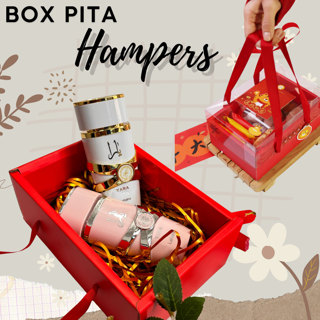 

HardBox Aesthetic Box Gift Premium Hampers Hari Raya Kardus Kemasan Tutup Mika Incl Tali Pita