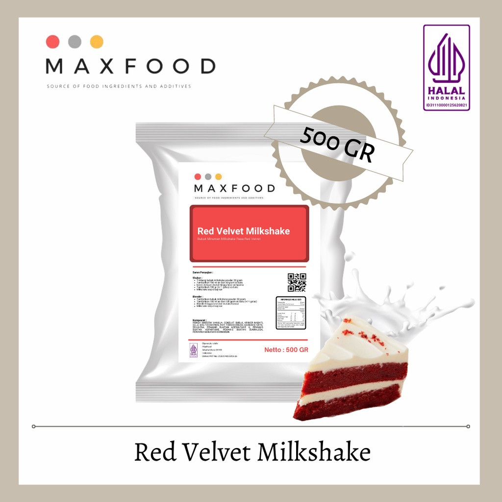 

MAXFOOD - Red Velvet Milkshake / Bubuk Minuman Milkshake Rasa Red Velvet 500 Gram