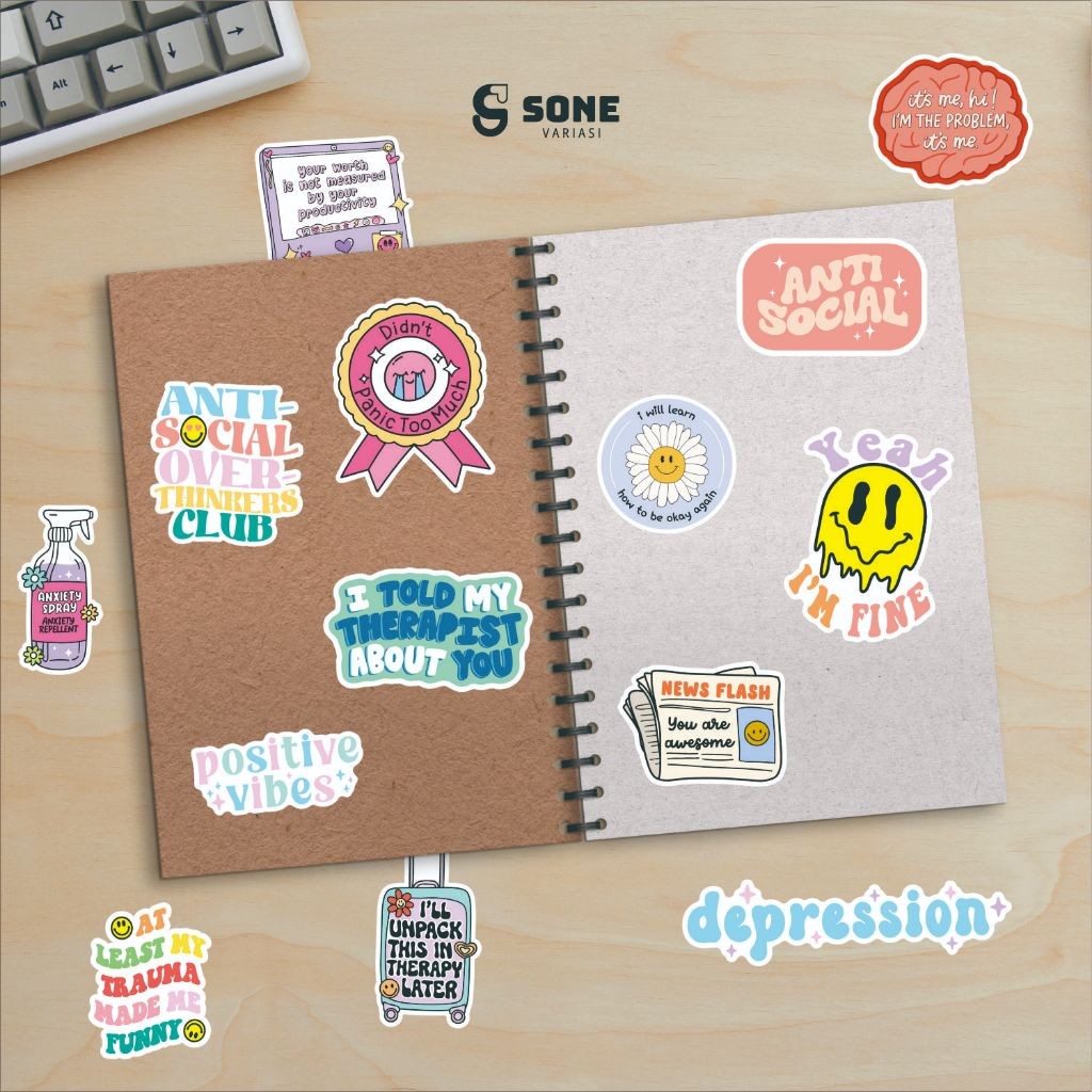 

Sticker Mental Health Aesthetic - untuk Laptop - Gitar - Koper & Helm Paper Stationery