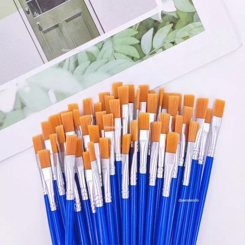 

50 PCS Flat Paint Brushes Small Brush Volume For Painting Detail Essential Props For Painting Art