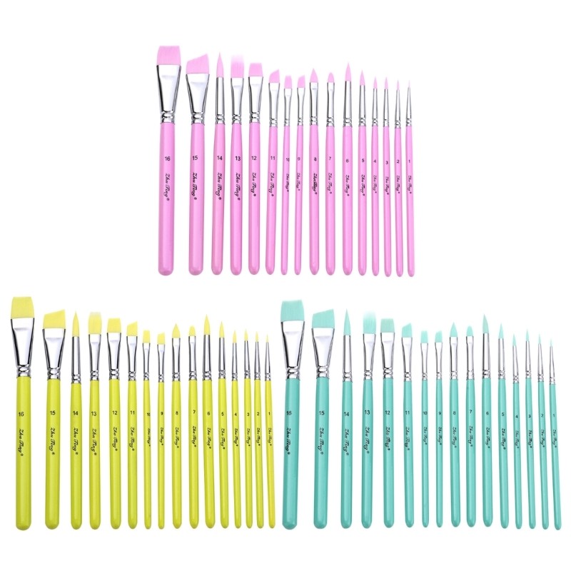 

16x Artist Brushes Watercolor Paint Brush Nylon Hair Painting Brush Face Paint Brushes Drawing Supplies for Gouache
