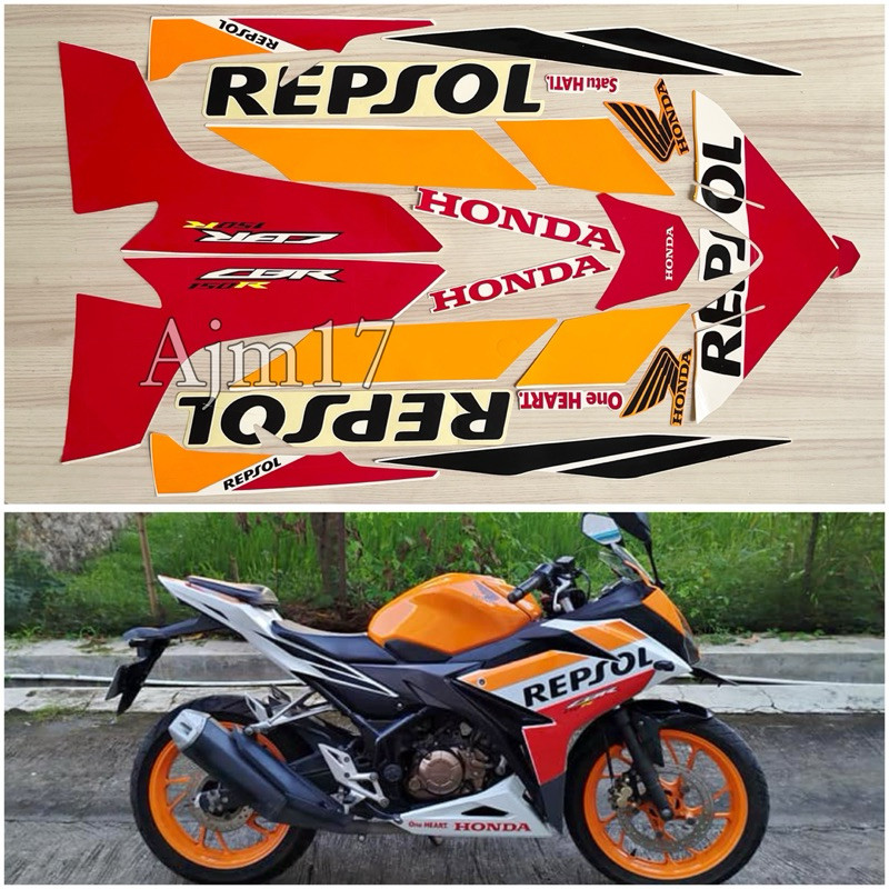 Stiker Striping Motor Cbr 150 R Cbr150r Cbr 150r Tahun 2017 Orange Repsol