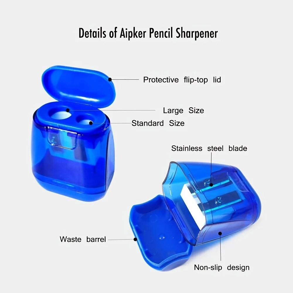1pc Student Plastic Color Transparent Pencil Sharpener Geometric Double Hole Sketch Pencil Sharpener