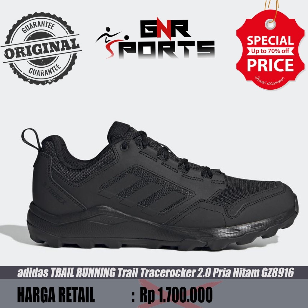 adidas TERREX TRAIL RUNNING Sepatu Trail Running Tracerocker 2.0 Pria Hitam GZ8916 Original 100%