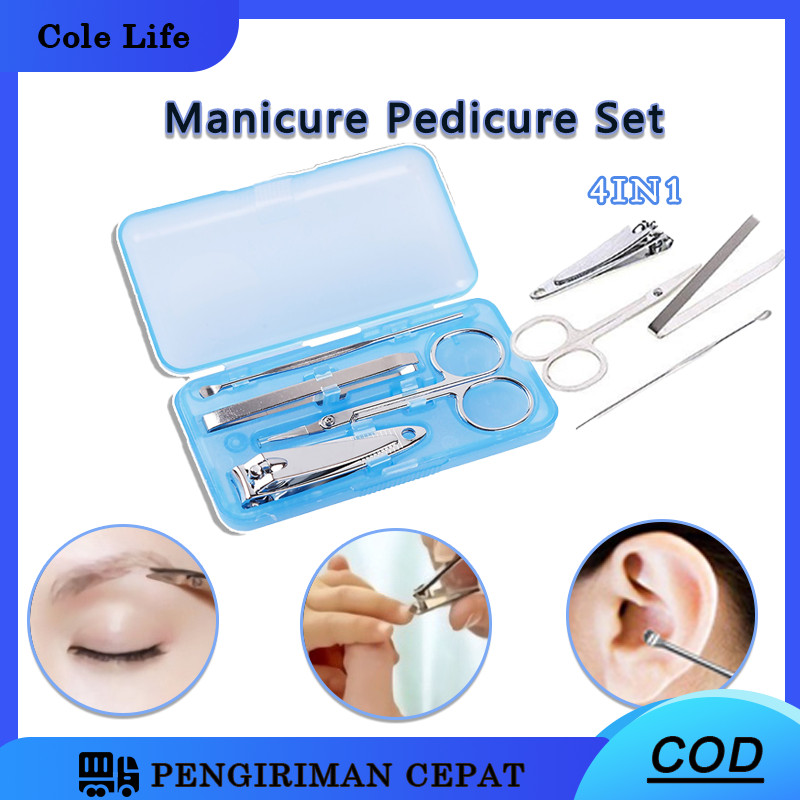 Menicure Pedicure Set 4IN1 / Manicure Pedicure Alat Gunting Kuku 4 In 1 / Stainless Manicure Set 4IN