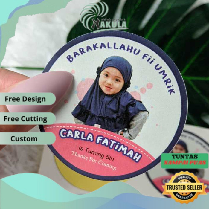 

NKL 5-8 Sticker Ulang Tahun Anak Bulat Stiker Chromo Ultah Free Desain Template Happy Birthday