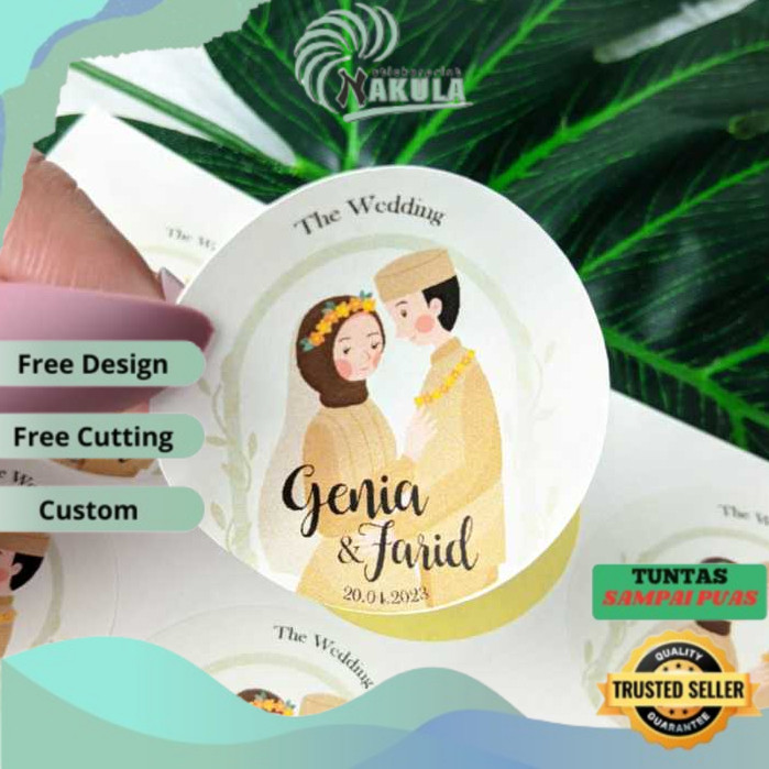 

NKL 5-8 Sticker Wedding Souvenir Stiker Custom Ucapan Nikah Label Undangan Free Desain