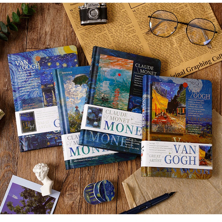 

Notebook Vintage Washi Tapes Bookmark Sticker Fountain Pen Stationery Set Suit Sketchbook Libretas Diary Van Gogh NoteBooks