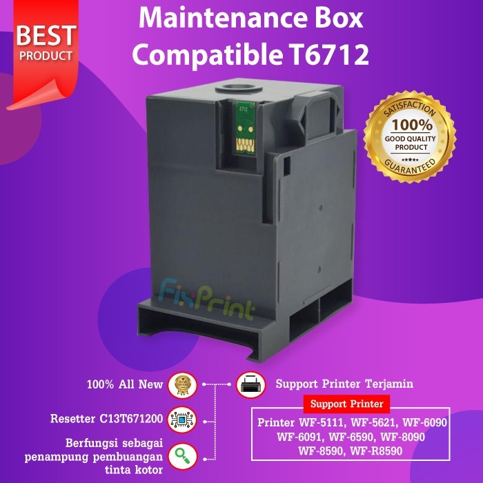 Maintenance Box T6712 C13T6712 Ink Pad Tinta WF-5111 WF-5621 WF-8090
