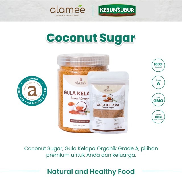 

ALAMEE Gula Kelapa Organik Coconut Sugar Premium Asli Bubuk Powder Natural Organic Kebunsubur