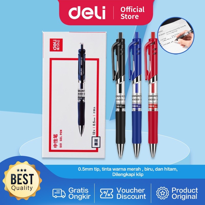 

Deli Gel Pen Pulpen Gel Retractable Warna Hitam 0.5 S01