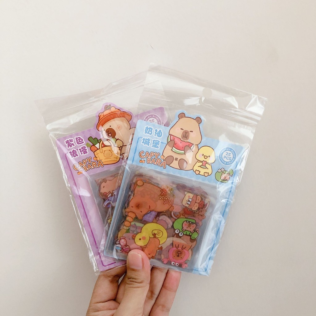 

Sticker Karakter Capybara Transparan isi 25pcs