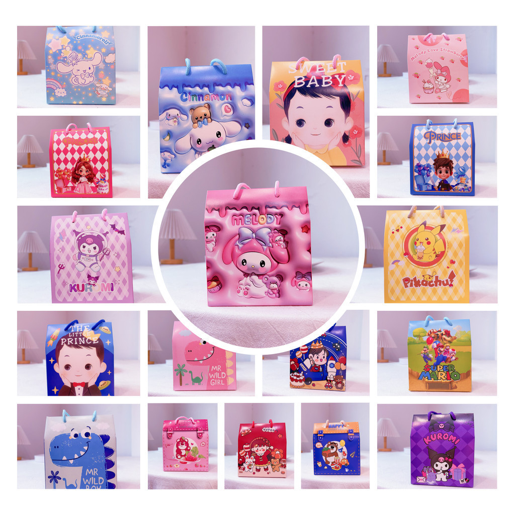PAPER BAG SOUVENIR DINO UK SEDANG BESAR / KOTAK SOUVENIR ANAK ULANG TAHUN / GOODIE BAG ULANG TAHUN A