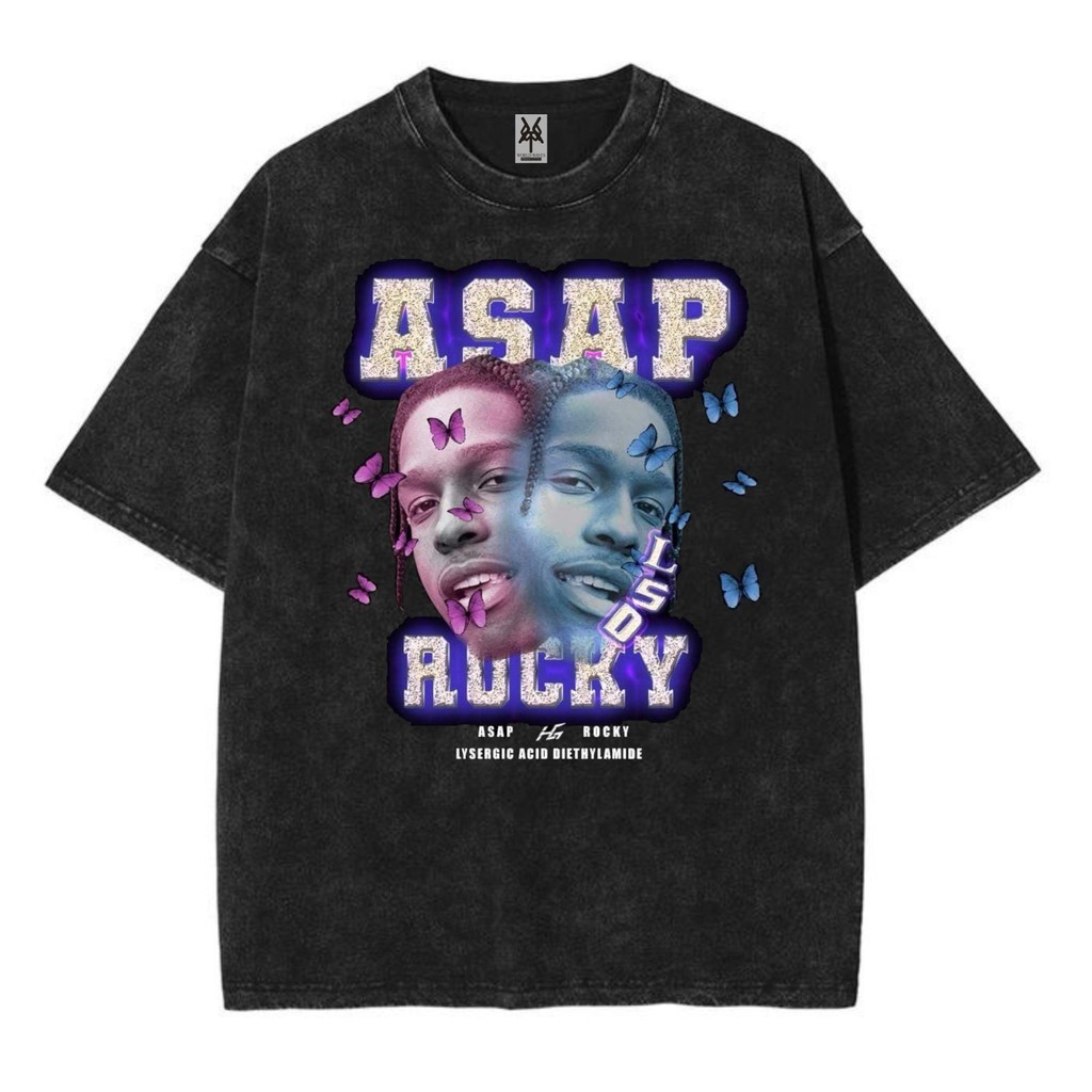 Kaos oversize asap rocky acid washed washing vintage tee