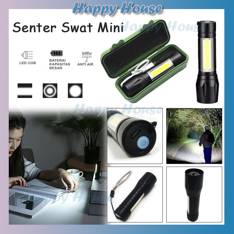 Lampu Senter Mini Led Cob / Senter Swat Mini 3 Mode Senter Swat Mini Led Zoom
