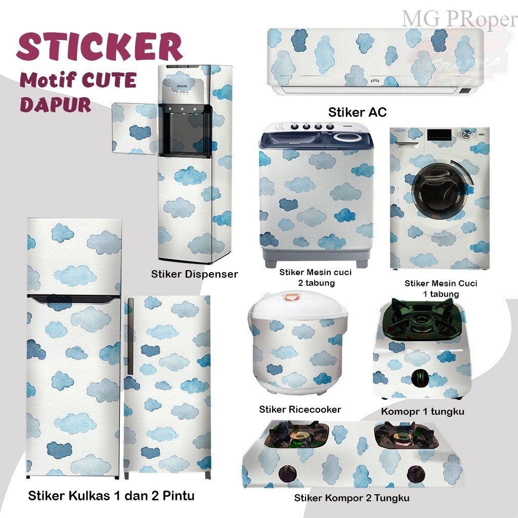 Dekorasi dapur Stiker kulkas kompor mesin cuci 1 2 pintu tabung mata Rice Cooker Dispenser Ac Pink B