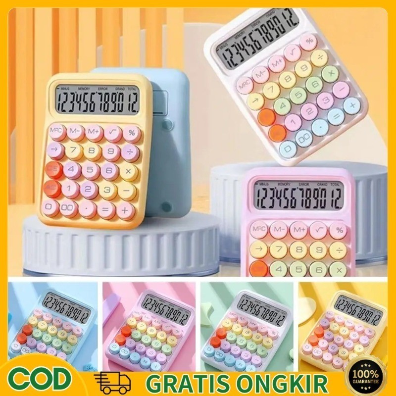 

Korea Dopamin Kalkulator Warna 12 digits Display Besar Keyboard Dot Mekanik Tombol Besar Alat Tulis