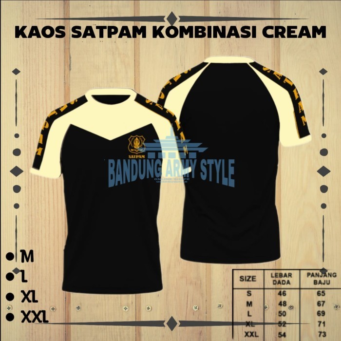 promo ✨ -KAOS SATPAM TERBARU/KAOS SATPAM CREAM / BAJU SATPAM - KOMBINASI CREAM, M