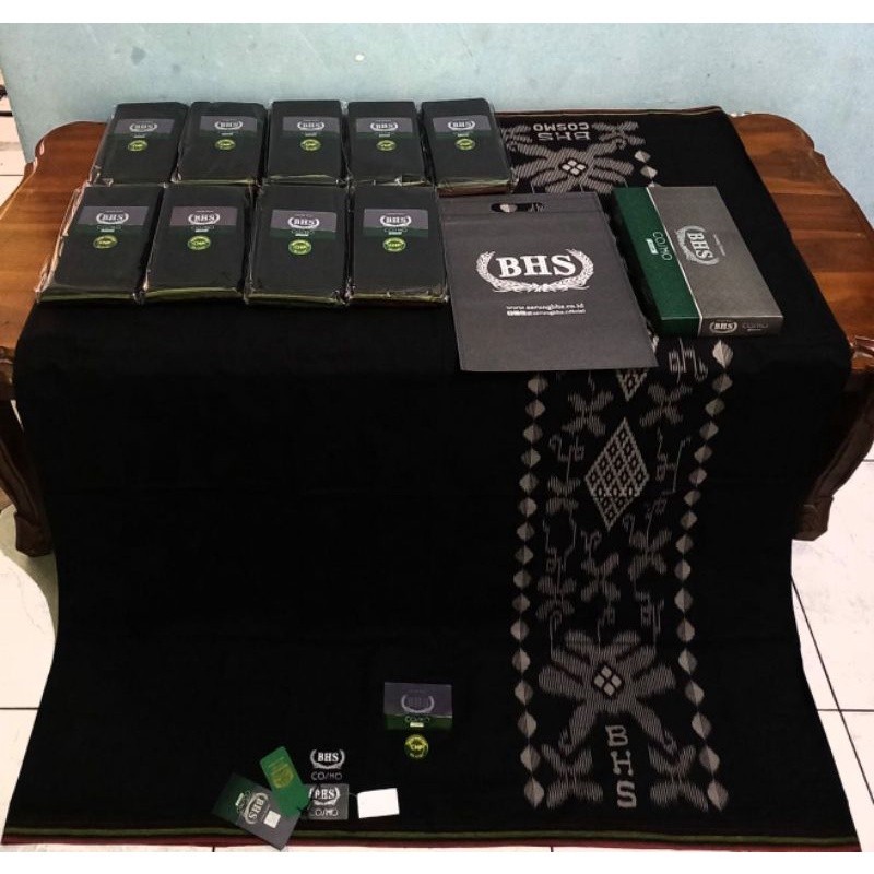 FLASH SALE Sarung BHS COSMOS Hitam Polos Grade Silver