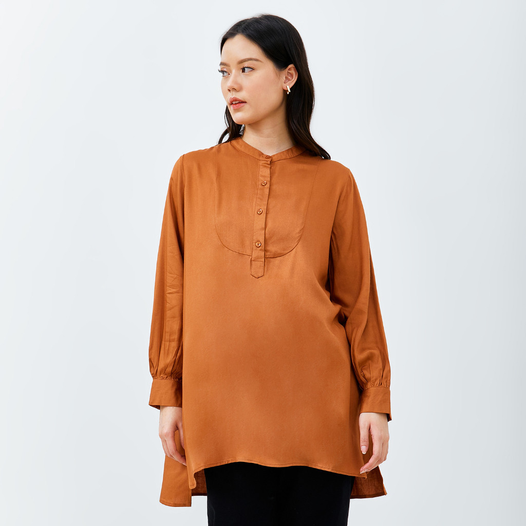 Emba Ladies - Blouse Lengan Panjang warna Terracotta - Eila
