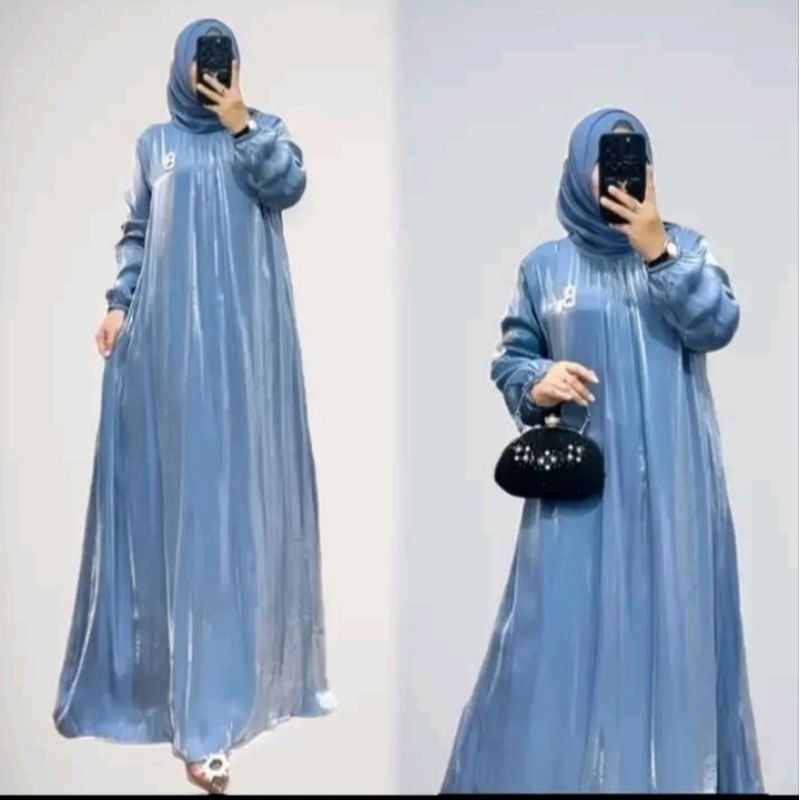 Gamis Shimmer Silk Jumbo Premium Dress Wanita Dewasa Elisa Terbaru 2024 / Baju Muslim Perempuan  Model Abaya Muslimah Gaun Pesta Elegan Simple Mewah Lebaran / kondangan