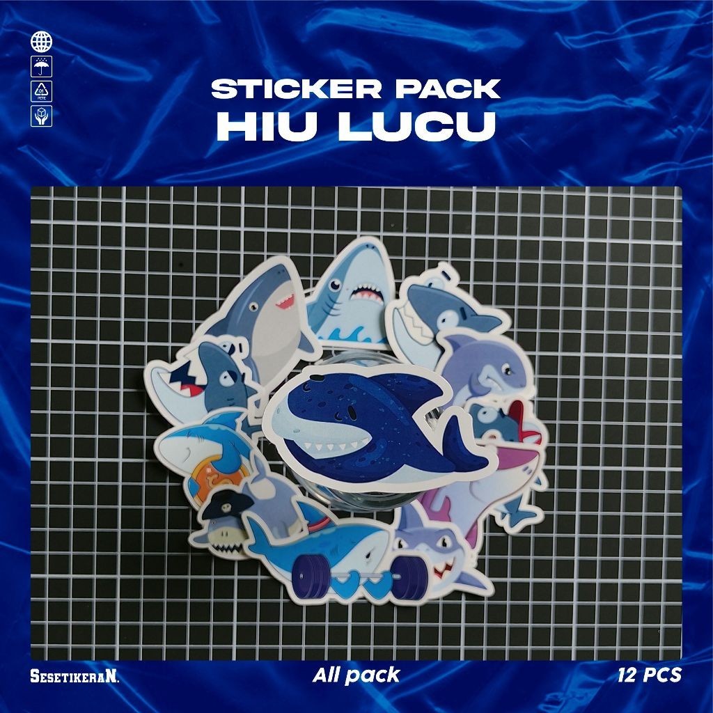 

COD✨ Sesetikeran Stiker Pack Ikan Hiu Lucu Untuk Koper Laptop Skateboard