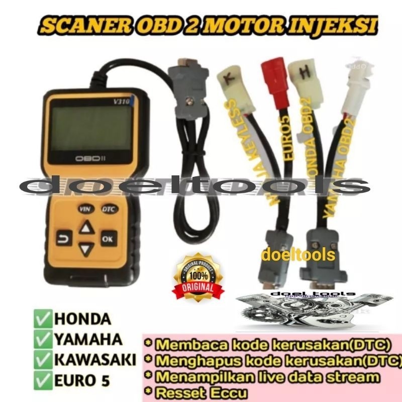 Alat Scanner obd 2 motor injeksi cek kode kerusakan motor Multifungsi Alat Servis Motor Injeksi