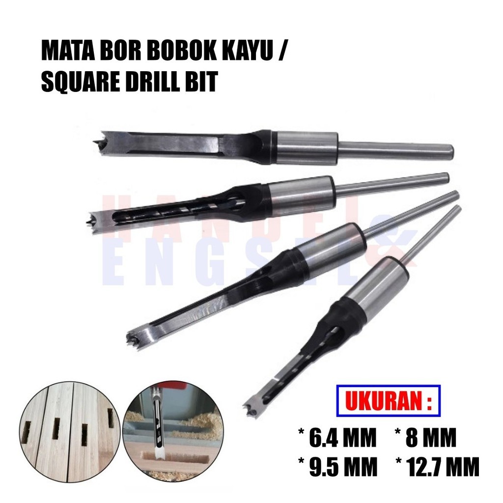 Mata Bor Bobok Kayu Square Drill Bit Mata Bor Kayu 6.4mm 8mm 9.5mm 12.7mm