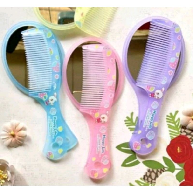 Sisir Rambut Set Kaca Portable Motif