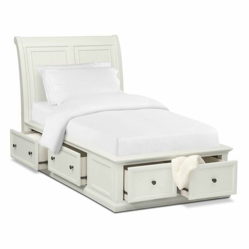 Ranjang tempat tidur anak 120x200 laci minimalis, dipan divan duco putih