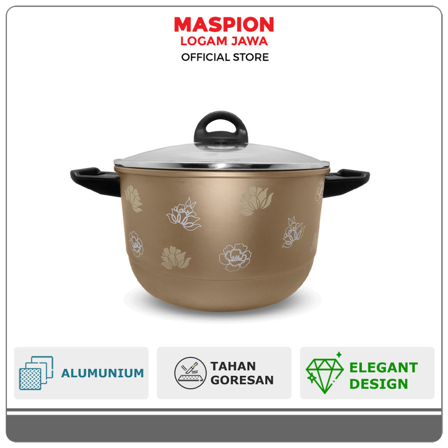 Maspion Mikado Panci Steamer Alumunium Magnolia Tutup Kaca