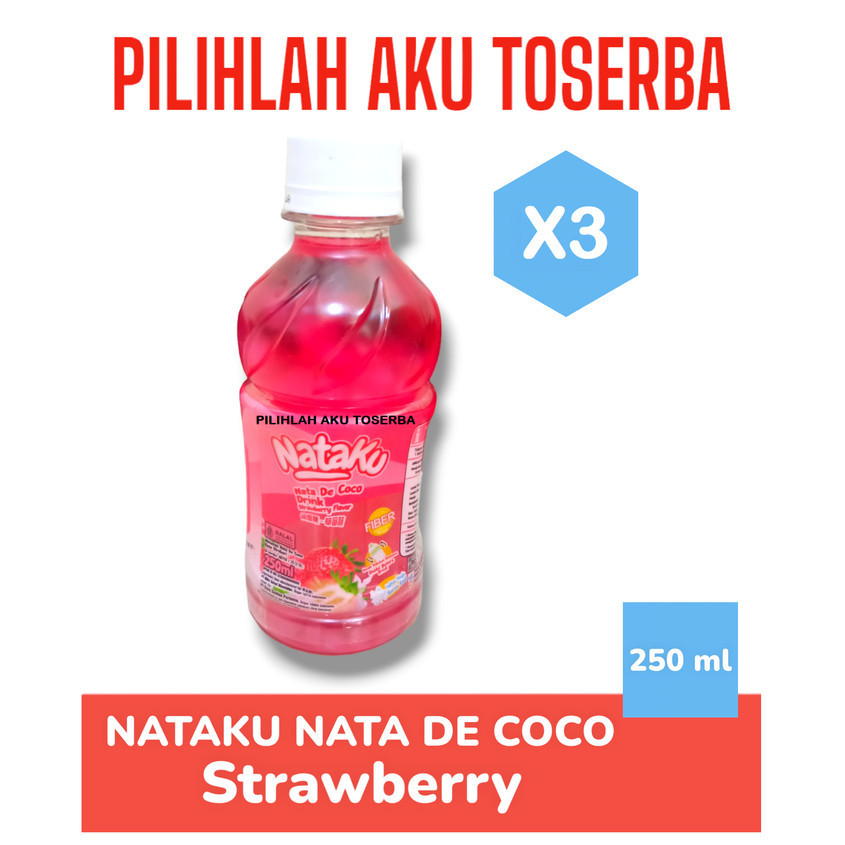 

NATAKU Nata de coco rasa STRAWBERRY - ( HARGA 3 BOTOL )