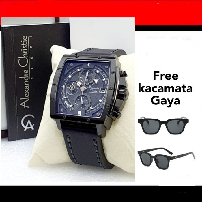 PROMO... Jam tangan Pria Alexandre christie AC 6376 kotak original free kacamata