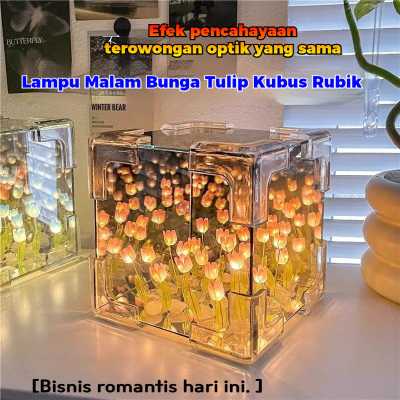 Bahan Hadiah Ulang Tahun Kreatif untuk Pacar Perempuan Lampu Bunga DIY Buatan Tangan Lampu Malam