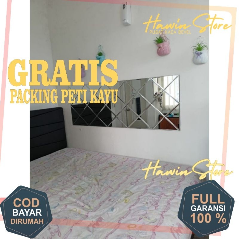 80 x 70 Bevel 1cm Cermin Custom Wajik  - ASLI KACA - Cermin Moulding