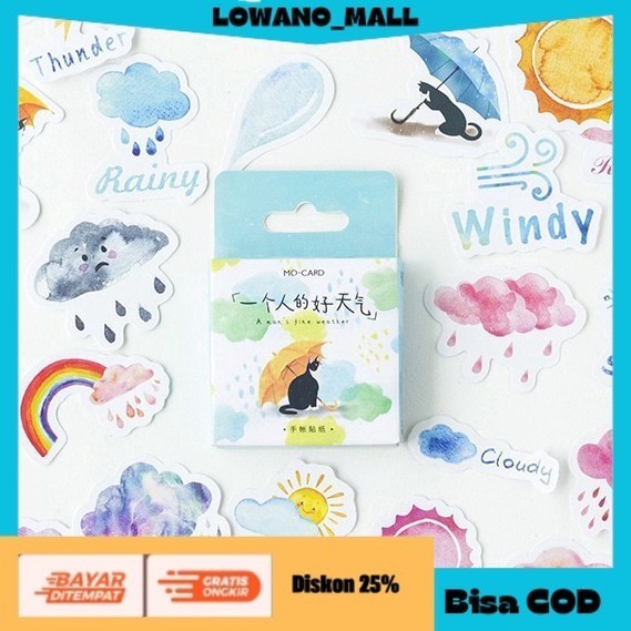 

[[LOWANOMALL]] TERLARIS 46 Pcs Sticker Pack Dekorasi Weather Scrapbook Planner Journal COD