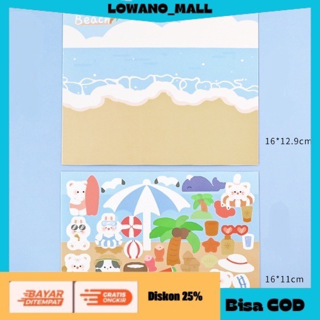 

[[LOWANOMALL]] TERLARIS Sticker Anak Lucu Tahan Air PET PVC Stiker Cute Korean Label G02 BEACH ROAD COD