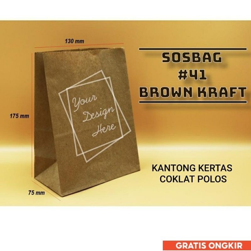 

Kantong kertas makanan kemasan paper bag brown kraft coklat paperbag fried chicken roti