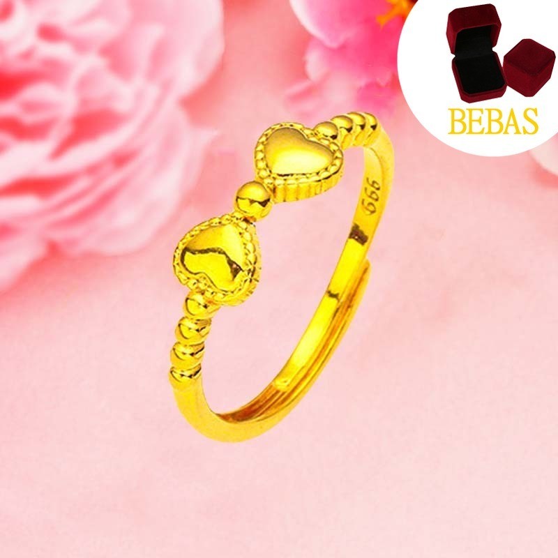 HONGXI-Au999 Ring Busur 24K Gadis Cincin Terbuka