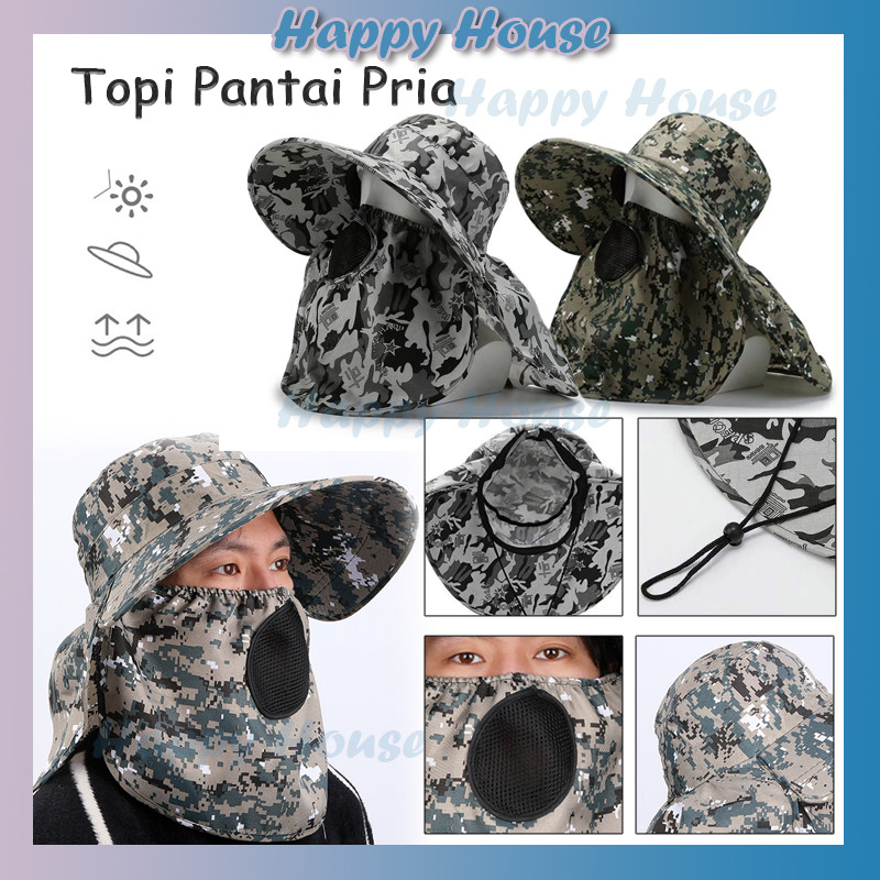Topi Visor Cadar pria Anti UV Lebar / Topi Pantai Pria