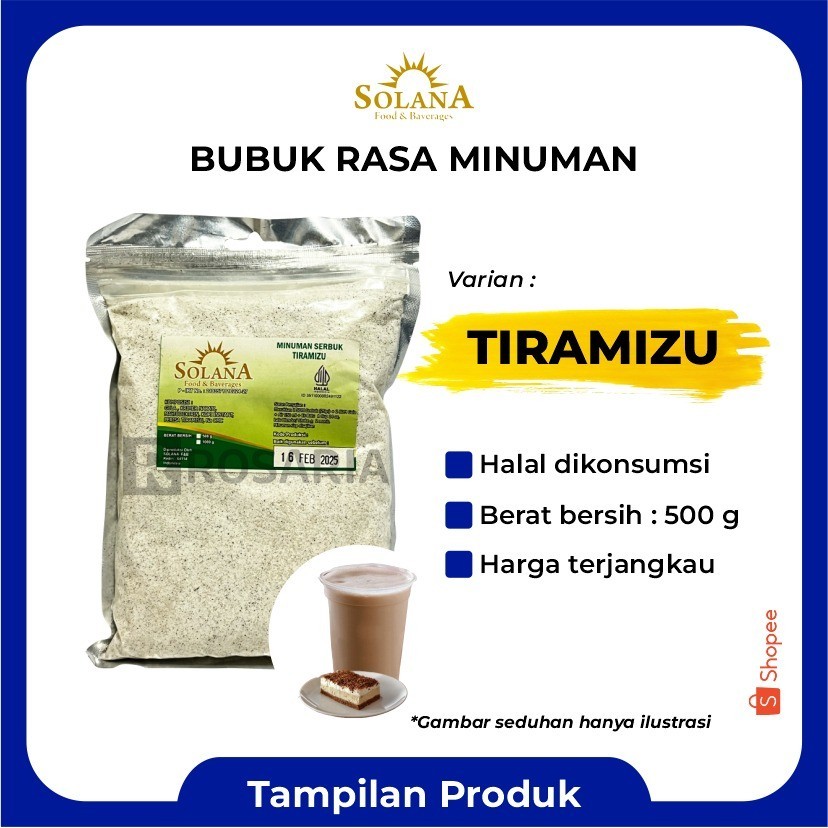 

Bubuk Rasa TIRAMIZU Serbuk Minuman Merk Kue Tiramisu SOLANA Premium Kekinian