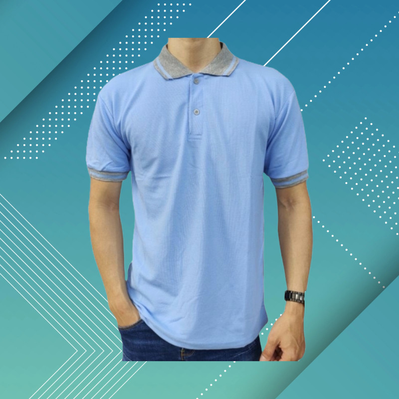 KAOS POLO SHIRT LENGAN PENDEK KERAH KOMBINASI BAJU PRIA WANITA POLOS WARNA HITAM PUTIH COKLAT M KUNI