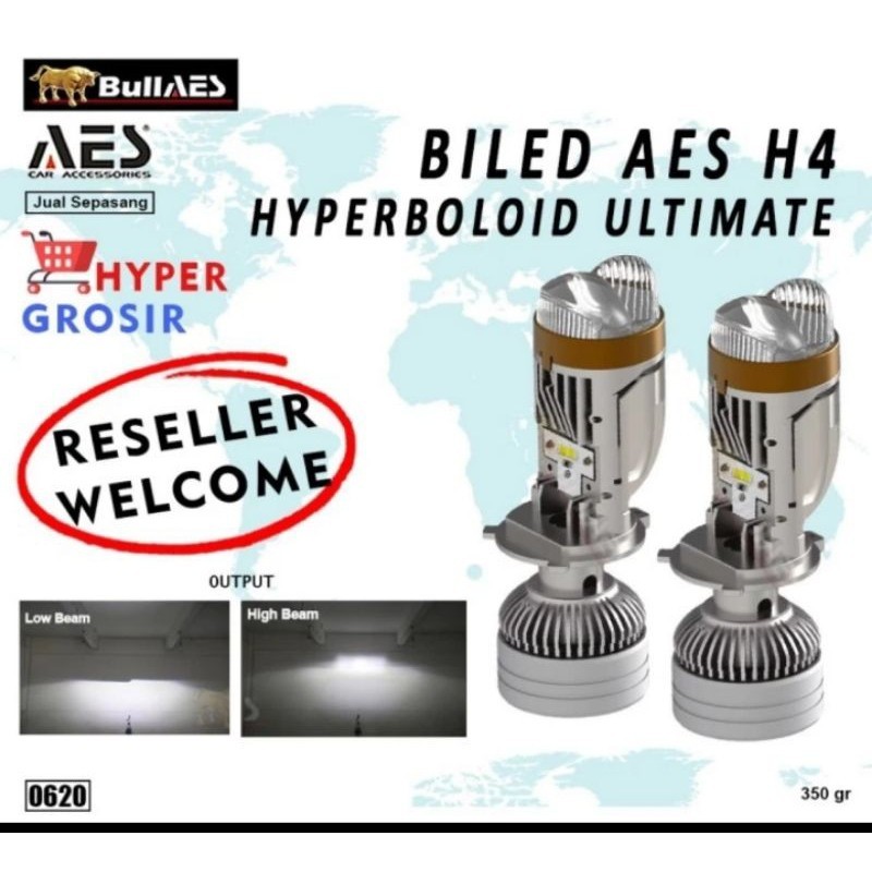 PROMO lampu biled AES H4 hyperboloid hi-loo beam laser sepasang.