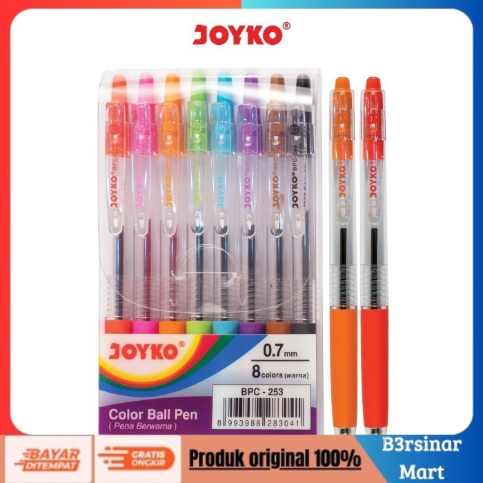 

[[KUALITAS TERBAIK]] Pulpen Pena Warna Color Ball Pen BPC253 8 Warna 0.7 mm COD
