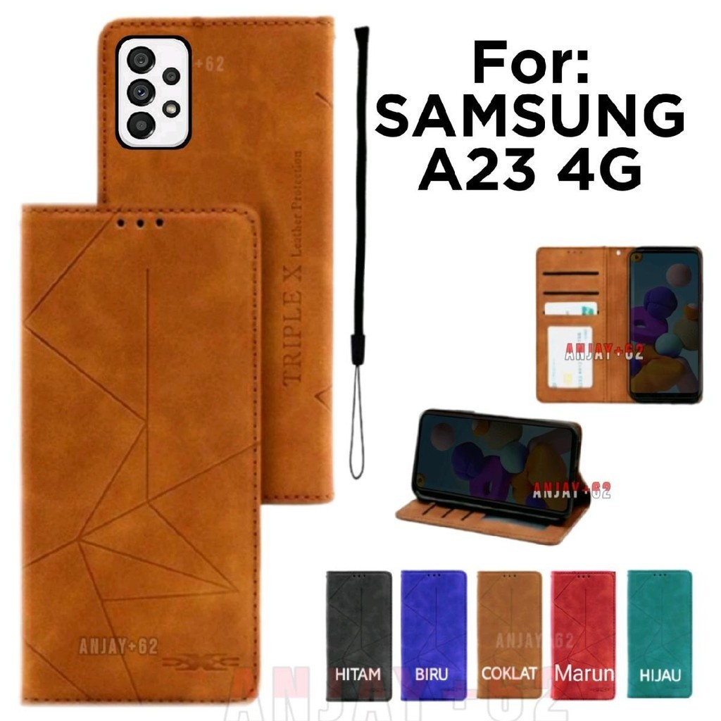 Case Untuk Samsung A23 4G Flip Cover Magnet Dompet Kulit Standing Premium Casing