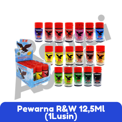 

PEWARNA MAKANAN MINUMAN KUE RAJAWALI R&W 12,5ML ISI 1 LUSIN