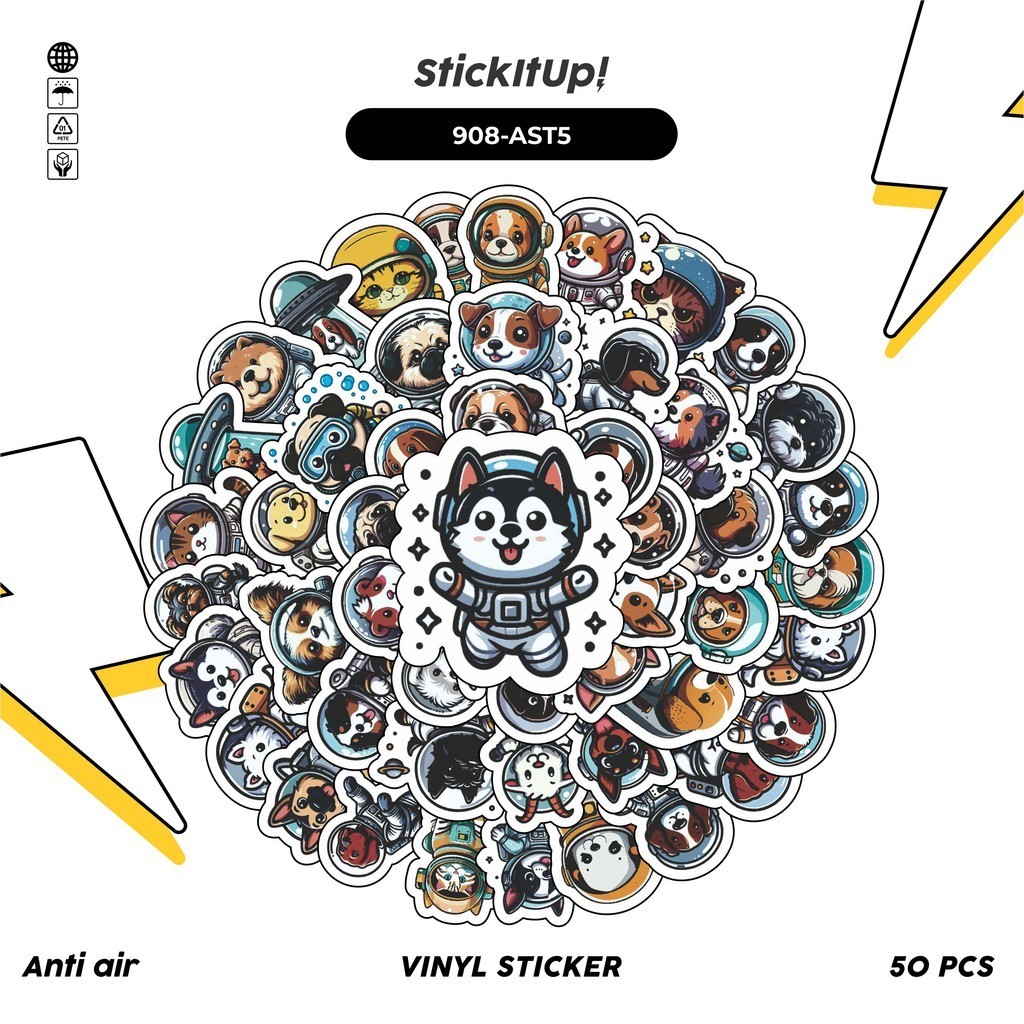 

COD✨ 50 PCS Stiker Pack Astronot Luar Angkasa / Vinyl Waterproof Anti Air / Sticker Aesthetic Helm Buku Journal Koper Motor Casing HP Laptop Tumbler Botol Minum Sepeda IPad Tablet Polaroid Kulkas