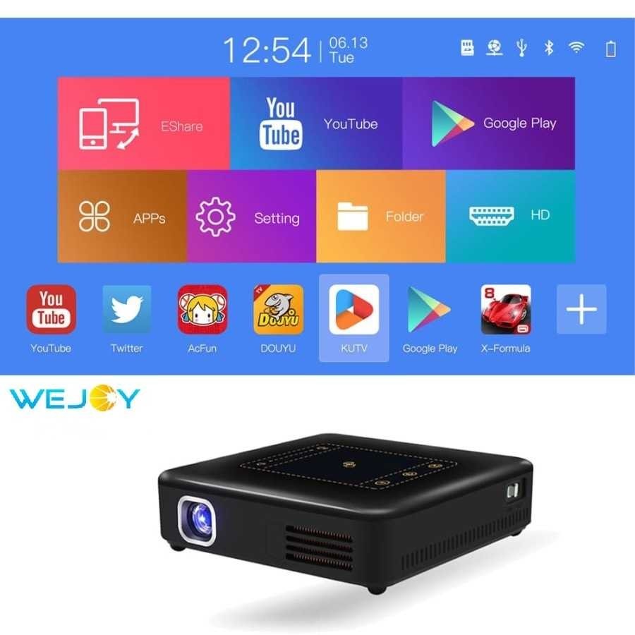 WEJOY DL-S10 - Android Mini DLP Projector 120 ANSI Lumens Youtube WIFI