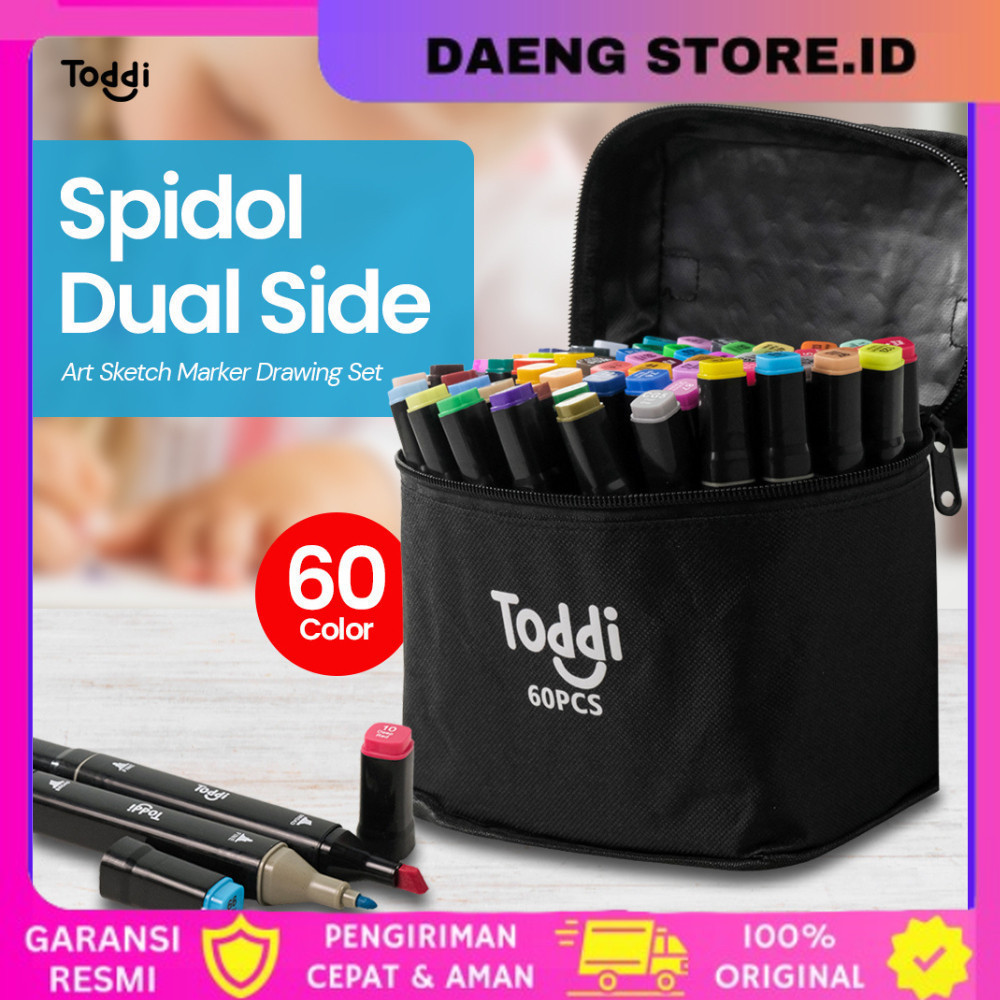 

2 in 1 Spidol dan Stabilo Touch Isi 60PCS Tulis Luas dan Halus Double Headed General Touch